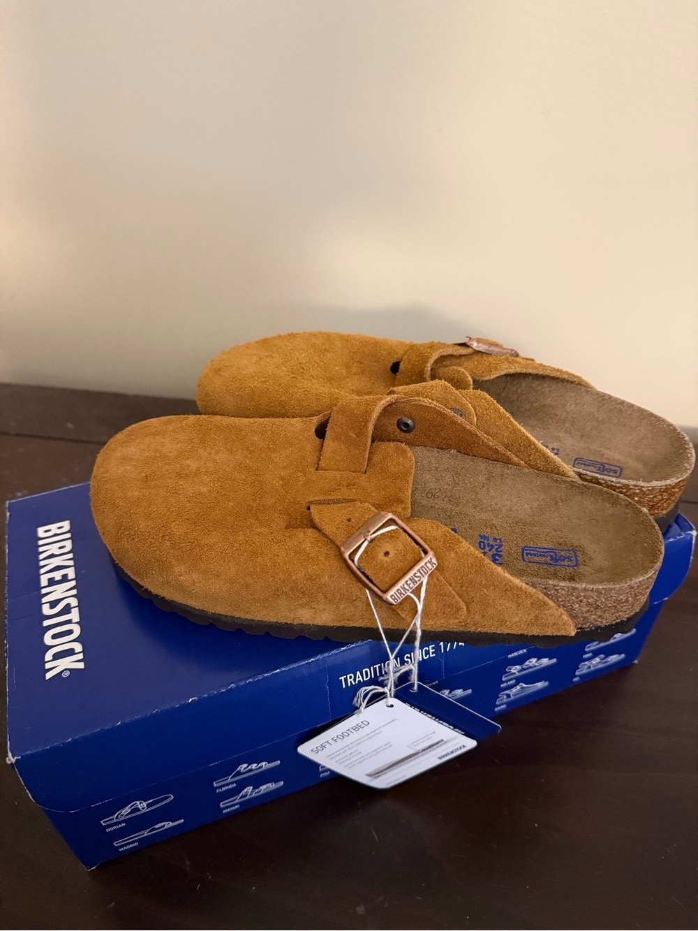 Birkenstock Boston Suede Clogs in Mink Size 37 Womens 6.5